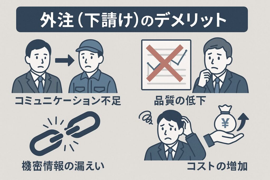 「外注（下請け）」のデメリット